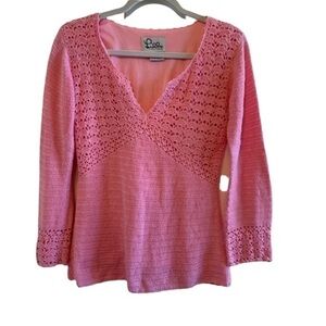 Lilly Pulitzer Vintage Sweet Pink Knit Top Sz M